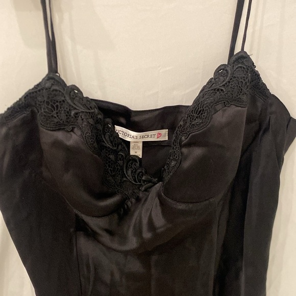 Victoria Secret Vintage Black Long midi silk slip dress Nightgown - Picture 2 of 8